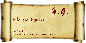 Hécz Gyula névjegykártya